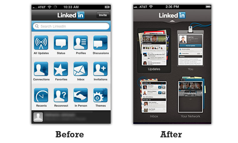 LinkedIn mobile design change